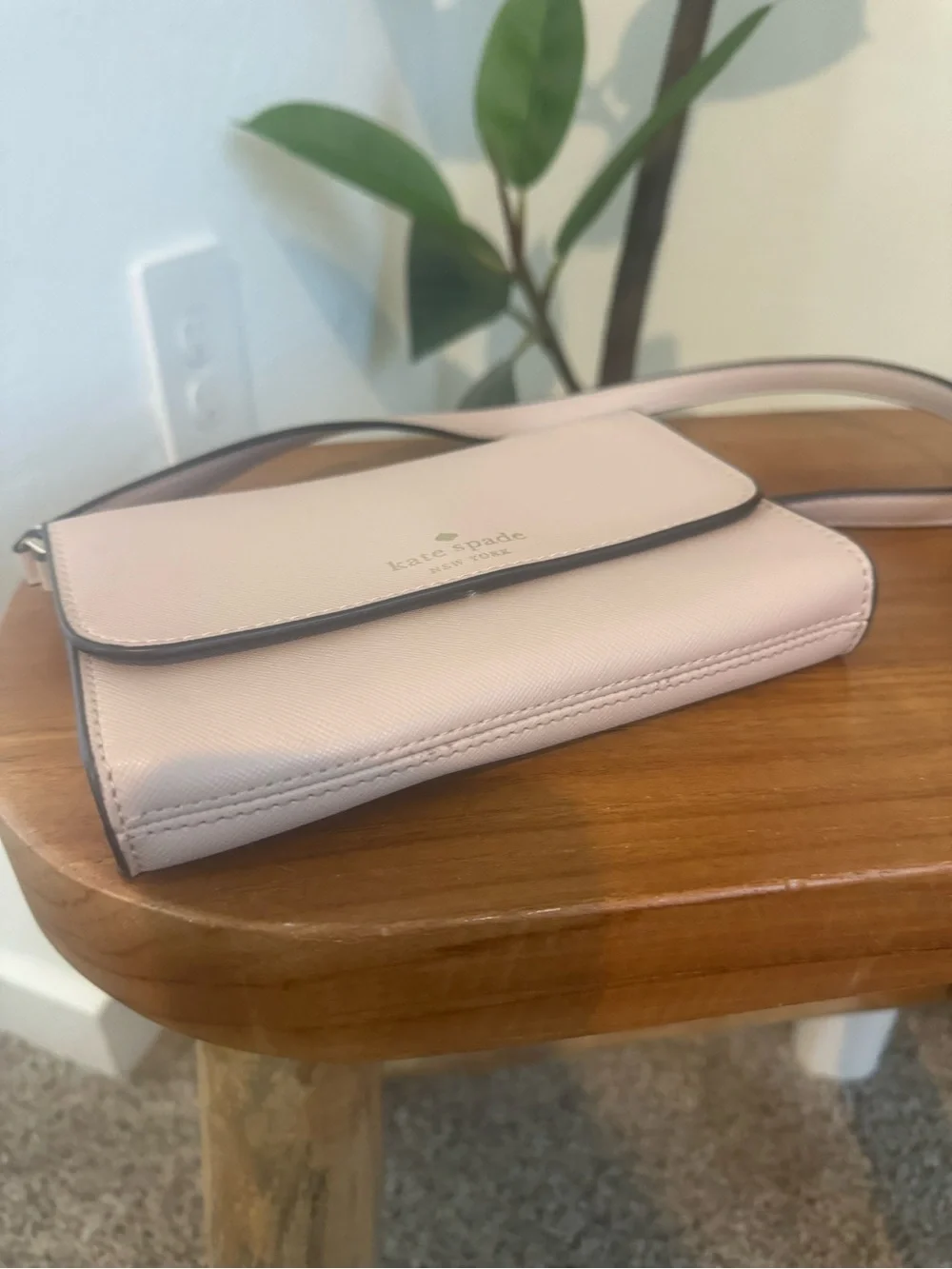 kate spade Blush Pink Saffiano Crossbody Wallet